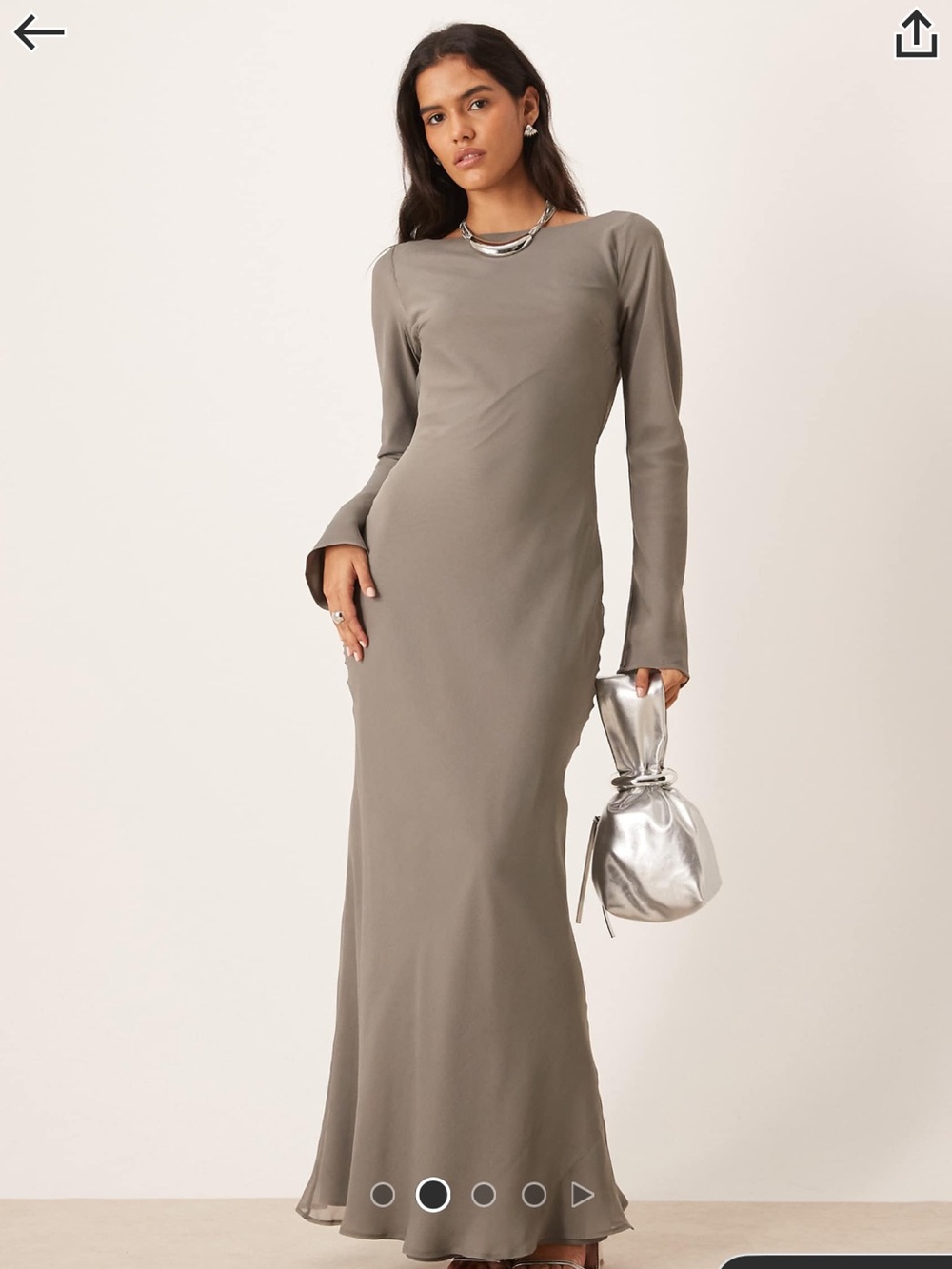 ASOS Olive-Grey Long Sleeve Maxi Dress